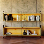 Стеллаж Бьерн из массива сосны с металлическими стенками