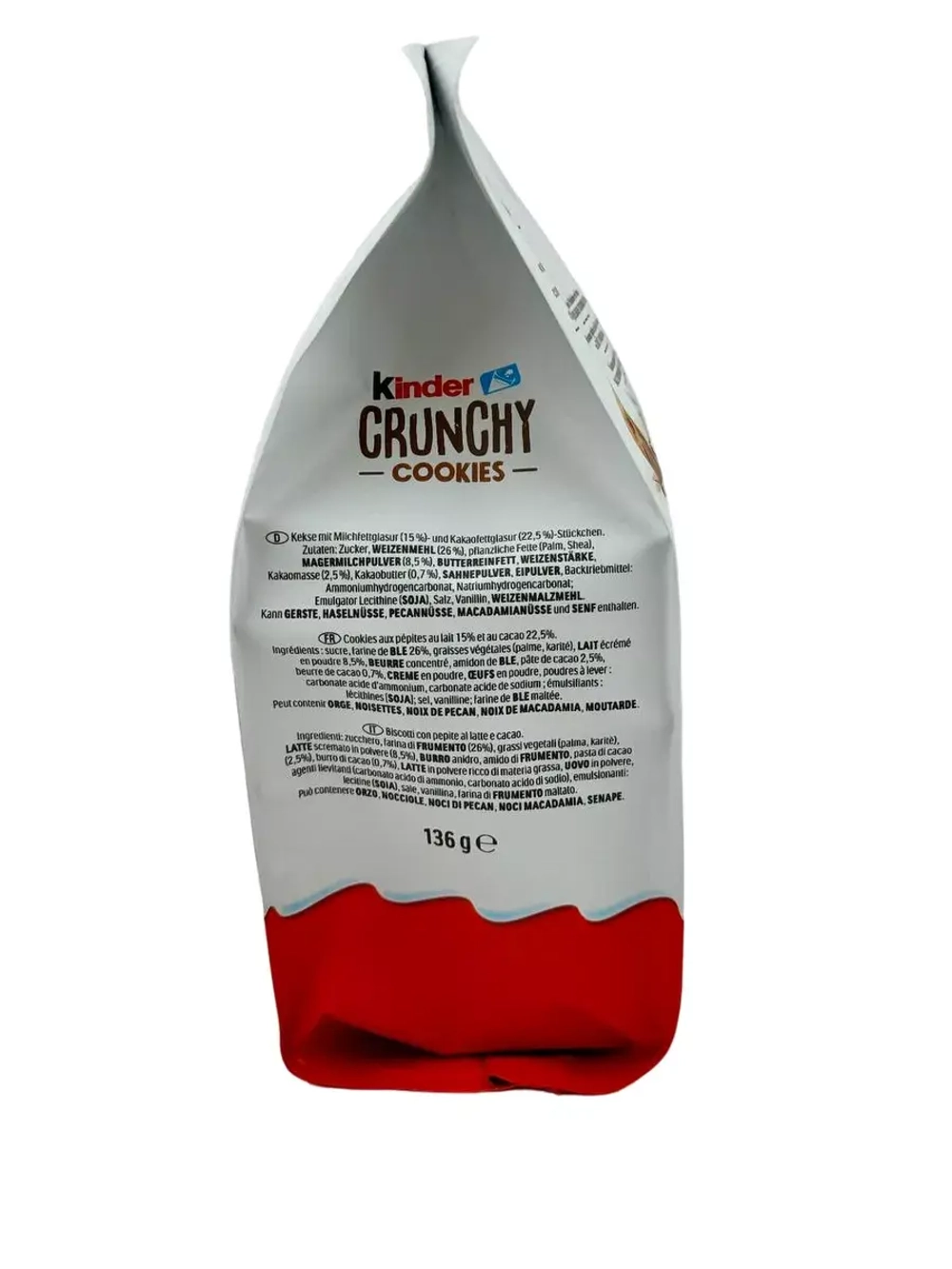 Печенье Kinder Crunchy с кусочками молочного шоколада,136гр.