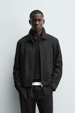 ZARA КУРТКА-РУБАШКА REGULAR FIT, ЧЕРНЫЙ