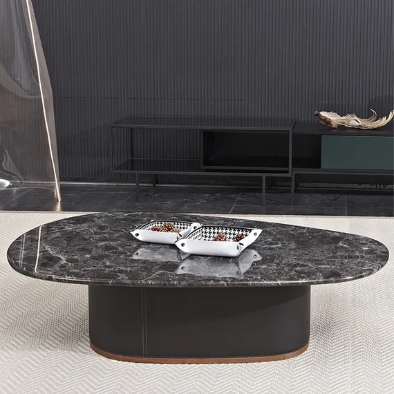 Журнальный столик JK, 120х80х32 см, черный мрамор