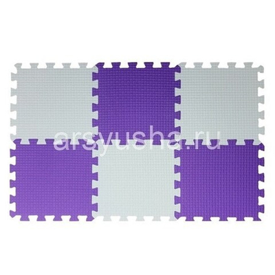 Коврик-пазл BABYPUZZ (6 плит 33x33x1см, ~0,65кв.м./уп) Бело-фиолетовый