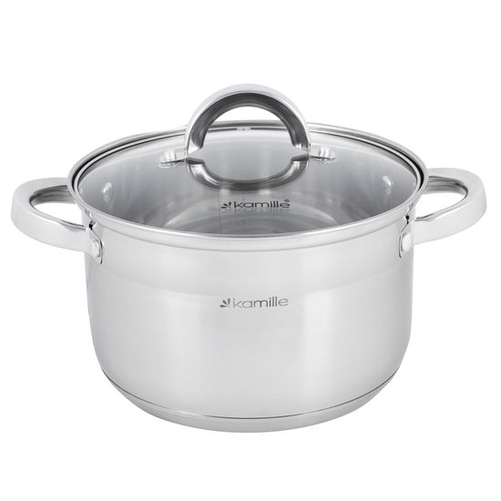 Набор кастрюль 8 предметов из нержавеющей стали Kamille KM-5637S (1,0 л; 1,8 л; 2,5 л; 3,8 л)