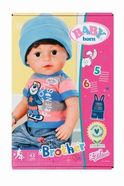 Бэби Борн. Кукла интерактив. мальчик Братик 43 см, аксессуары. (Росмэн)