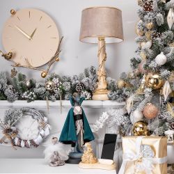 Настольная лампа Змея Катари Айвори с абажуром Тюссо Игуана Беж