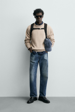 ZARA СВИТЕР ИЗ РЕЛЬЕФНОГО ХЛОПКА, РЫЖЕВАТО-КОРИЧНЕВЫЙ