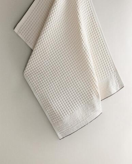 ZARA HOME КУХОННОЕ ПОЛОТЕНЦЕ ВАФЕЛЬНОЕ, ЭКРЮ