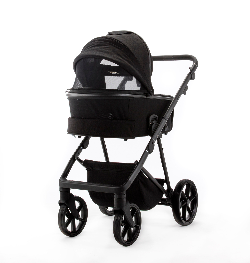 Детская универсальная коляска Adamex Delta Natura - DN-11 Carbon (черная ткань)