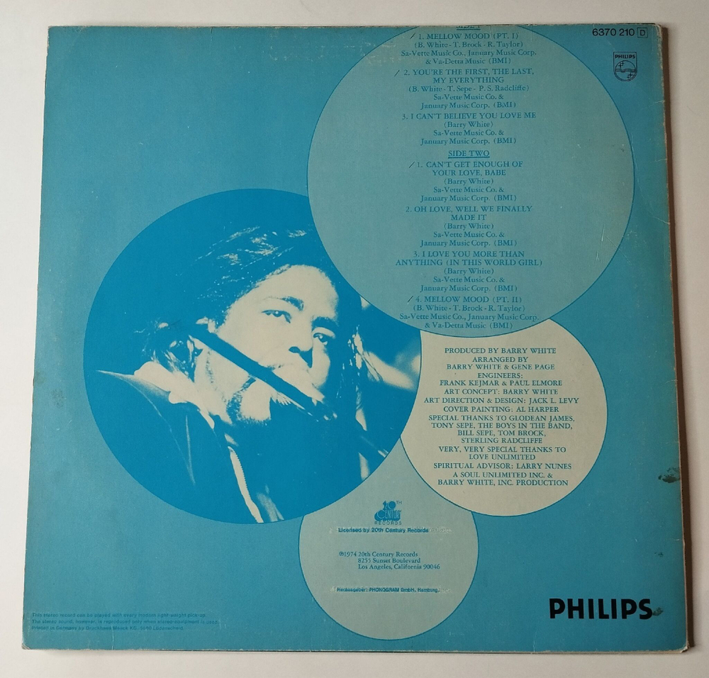 Винтажная виниловая пластинка LP Barry White Cant Get Enough (Germany 1974) Oh Love, Well We Finally Made It