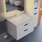 Тумба с раковиной для ванной Uperwood Modul 65 см, подвесная, матовая, белая/графит