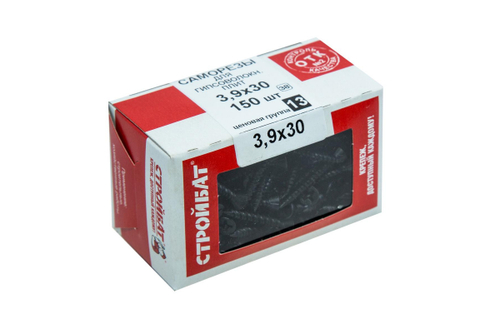 САМОРЕЗЫ СТРОЙБАТ ДЛЯ ГИПСОВОЛОКН/ПЛИТ 3,9Х30 150ШТ