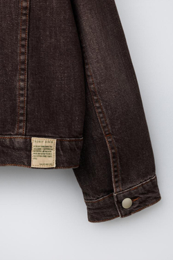 ZARA ДЖИНСОВАЯ КУРТКА С ЭФФЕКТОМ ПОТЕРТОСТИ, КОРИЧНЕВЫЙ