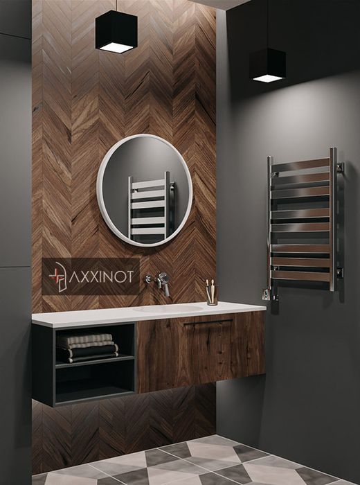 Axxinot V 50 E - электрический дизайн полотенцесушитель с квадратным и прямоугольным профилем из нержавеющей стали