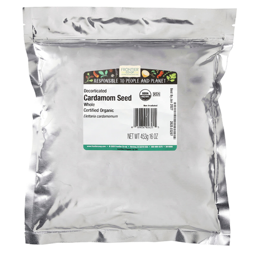 Frontier Co-op, Органические цельные семена кардамона, очищенные от коры, 453 г (16 унций)