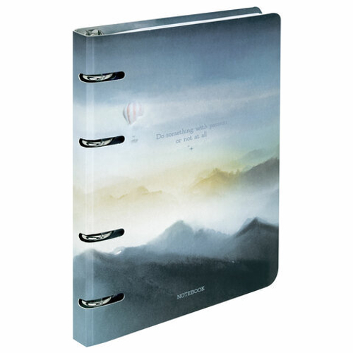 Тетрадь на кольцах А5 160х212мм, 120л, картон, матовая ламинация, клетка, BRAUBERG, В горах, 404724