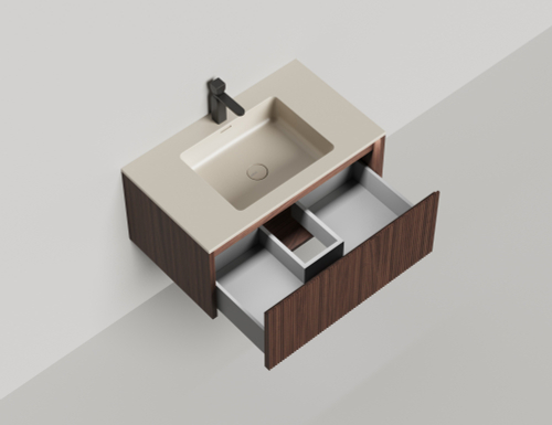 Подвесная тумба Domino 800, шпон, Onda Plus, фрезерованный фасад