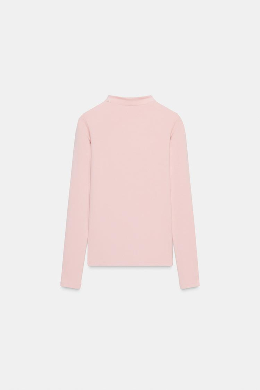 ZARA ФУТБОЛКА С ВЫСОКИМ ВОРОТНИКОМ, ПУДРОВО-РОЗОВЫЙ