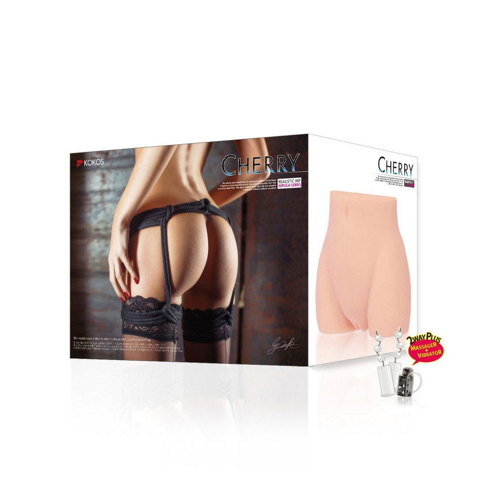 Мастурбатор-полуторс Cherry с вибрацией и двумя любовными тоннелями (Цвет: телесный)