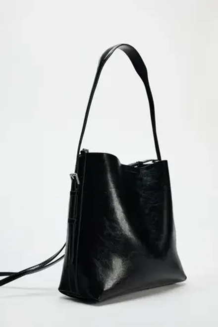 ZARA СУМКА-МЕШОК С ДВУМЯ РУЧКАМИ, ЧЕРНЫЙ