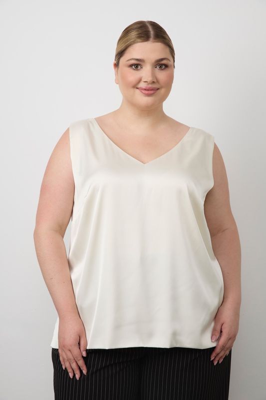 Топ двухслойный на широких бретелях, сливочный