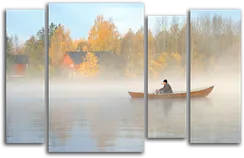 Модульная картина "Лодка в тумане"