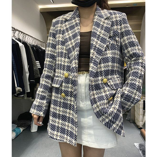 Женский твидовый пиджак в клетку