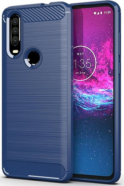 Чехол для Motorola Moto One Action (P40 Power) цвет Blue (синий), серия Carbon от Caseport