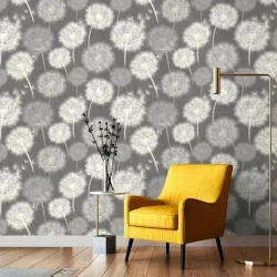 Обои флизелиновые с принтом Растения, графитовые, 10.05 х 1.06 м, надежный