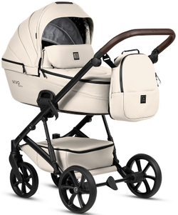 Детская коляска Tutis Viva 6 Plus Leather 3 в 1 с автокреслом Elo Lux EduSky Black 1612086 Vanilla