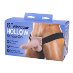 Полый страпон с вибрацией 6″ Vibration Hollow Strap-on - 17 см. (Цвет: телесный с черным)