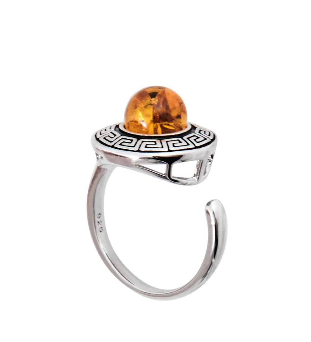 AM-3940/2 Комплект серьги с кольцом (латунь, янтарь)