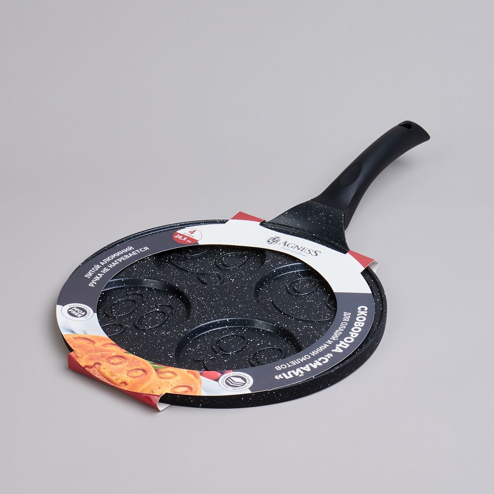 СКОВОРОДА AGNESS "СМАЙЛ" С АНТИПРИГАР.ПОКРЫТИЕМ ДИАМЕТР=26.5 СМ