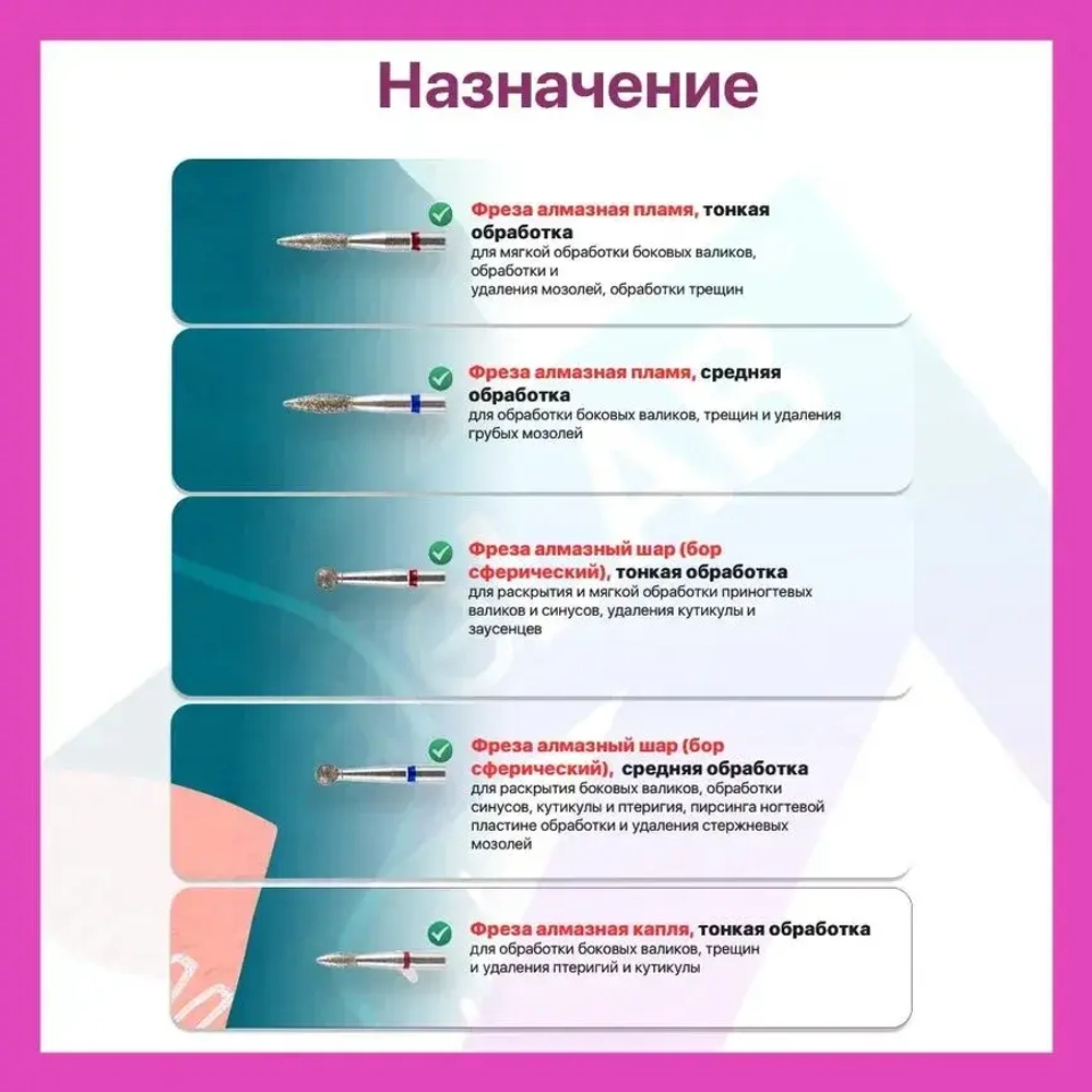 Фрезы для маникюрного аппарата, для маникюра 21 шт.