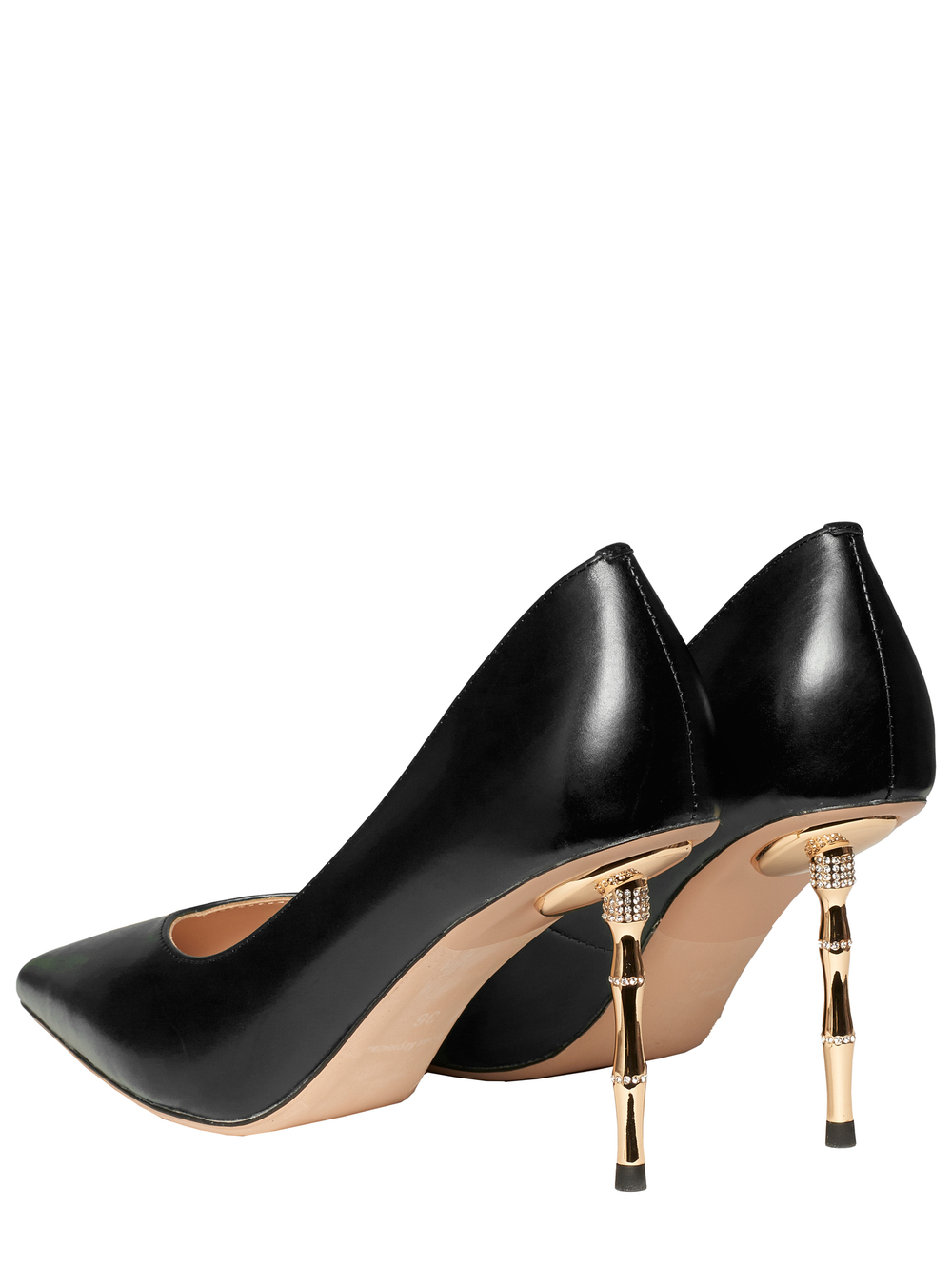 Женские туфли черные на бамбуковом каблуке