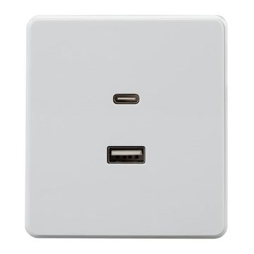 Розетка ROUND USB-A+Type-C 3А с функцией быстрой зарядки перламутр KRANZ