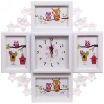 Фоторамка-коллаж 42*43см «Вьюнок», цвет белый, на 4 фото, пластик, с часами