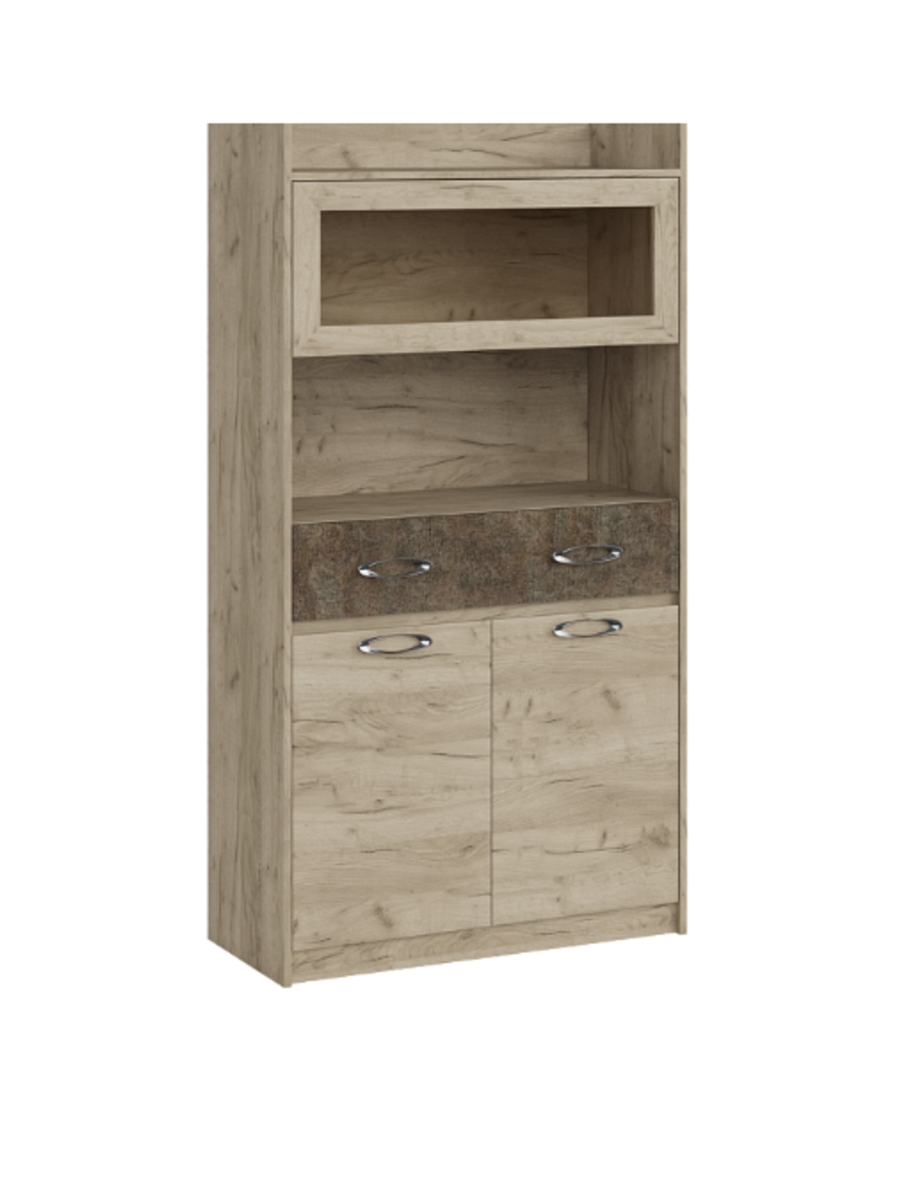 Шкаф витрина Дакота серый крафт/тиз серый ЛДСП