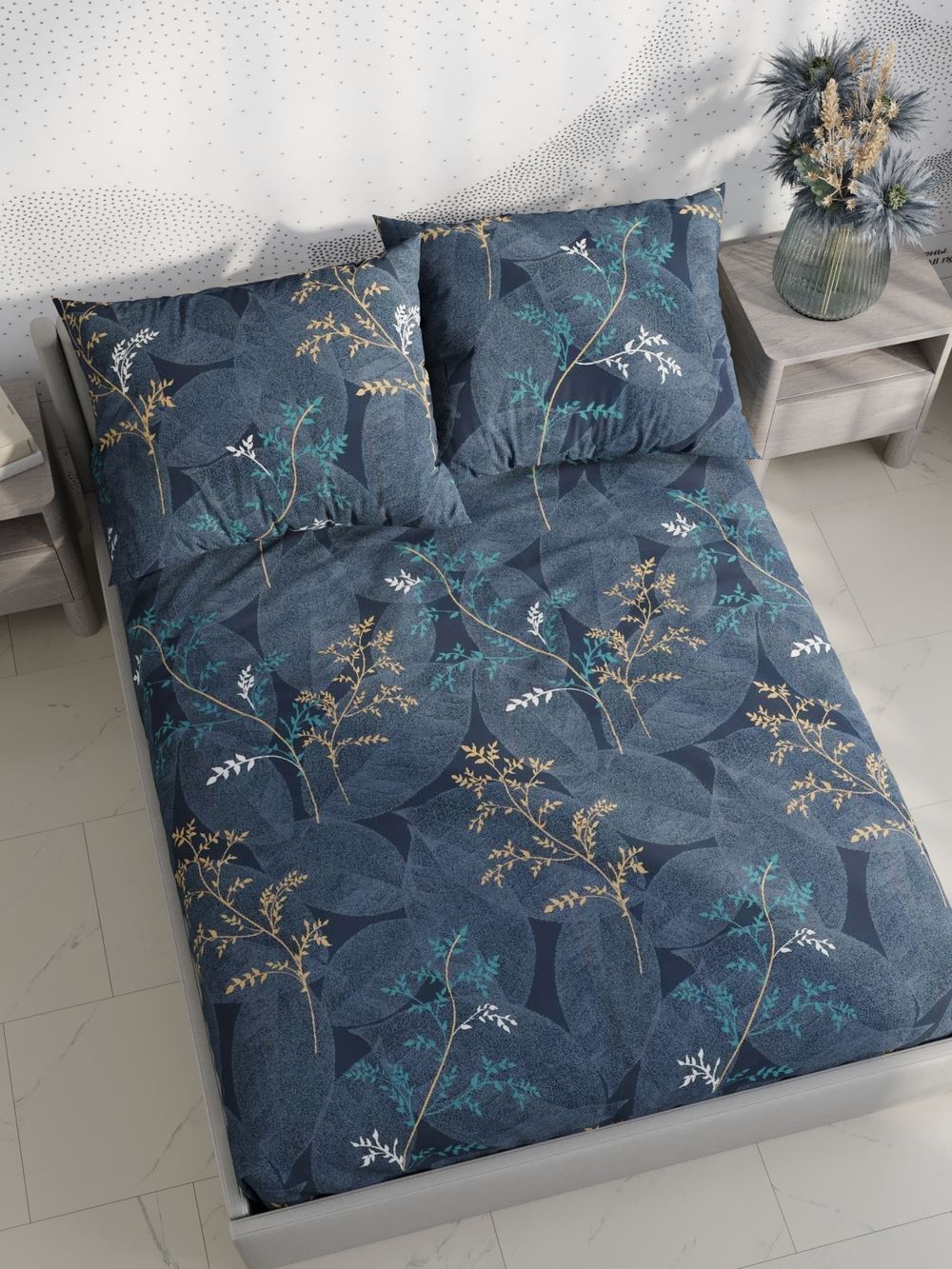 Постельное белье Полисатин Мечта "Nature" евро Наволочка 50х70 см 2 шт Простынь на резинке 180x200 см Пододеяльник 200x215 см