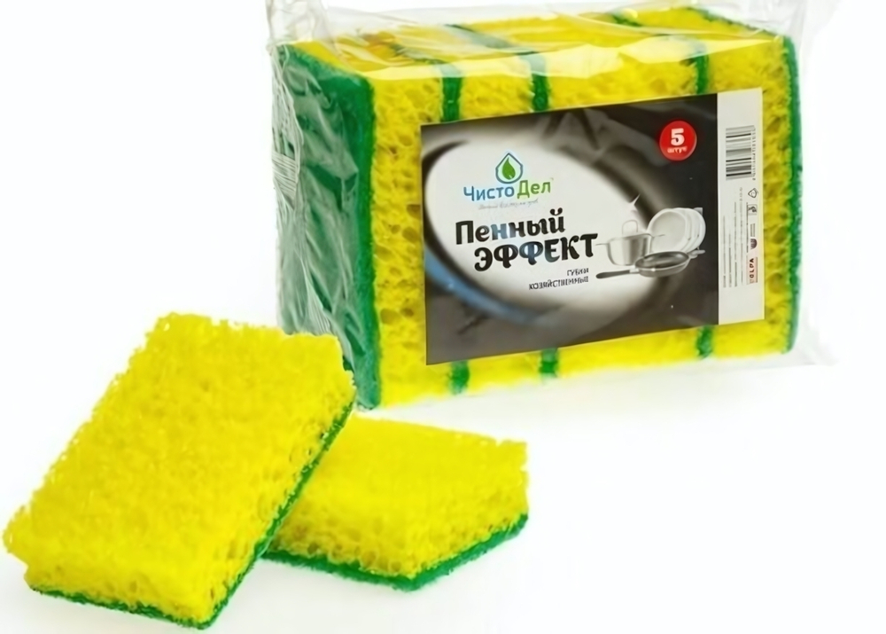 Губка для посуды «ЧистоДел» «Пенный эффект» (5 шт.)