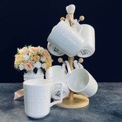 Lenardi 140-117 Набор из 6 кружек 320мл BAMBOO на подставке в под.уп.(х8)Фарфор