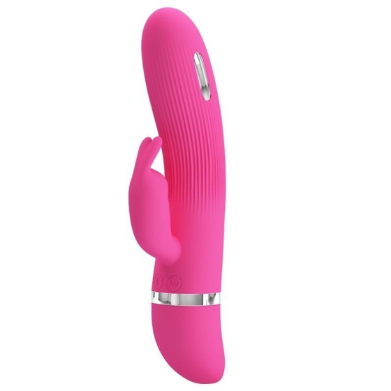 Розовый вибратор Ingram с электростимуляцией - 19,2 см.