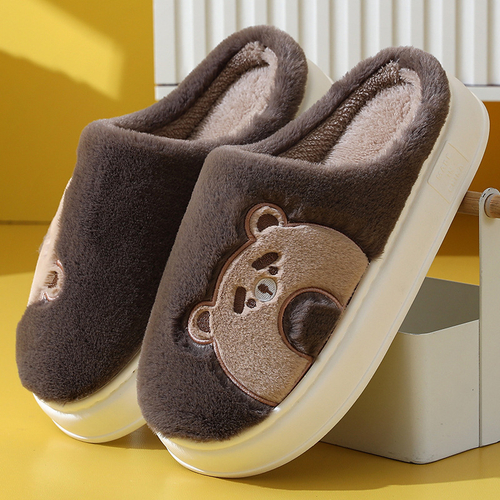 Тапочки с мехом "Cosiness", коричневые