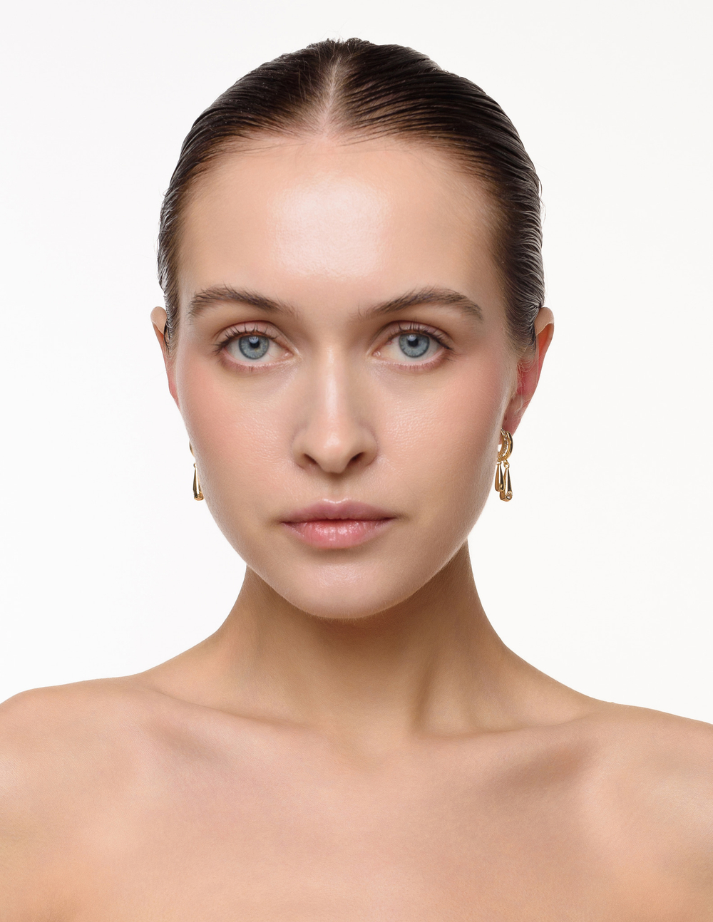 Серьги "Double Drops Crystal" Gold