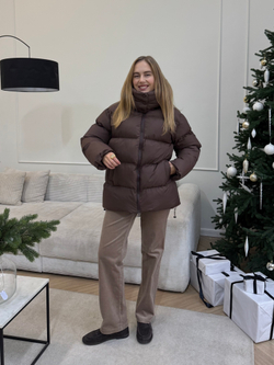 Пуховик Рокет миди шоколад