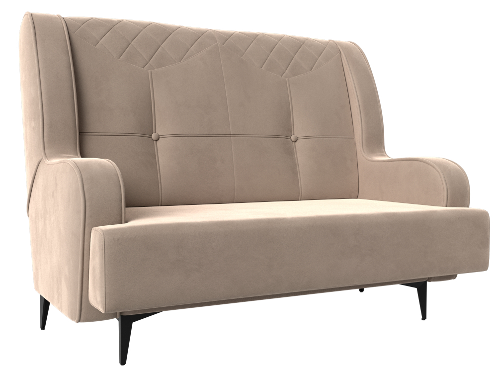 Диван прямой Неаполь 2-х местный, Бежевый, Велюр, 113161