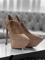 Женские замшевые туфли бежевые на платформе