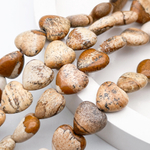 "Яшма пейзажная" бусины, сердце, размер около 12 мм, цена за 8 шт (1/4 нити)