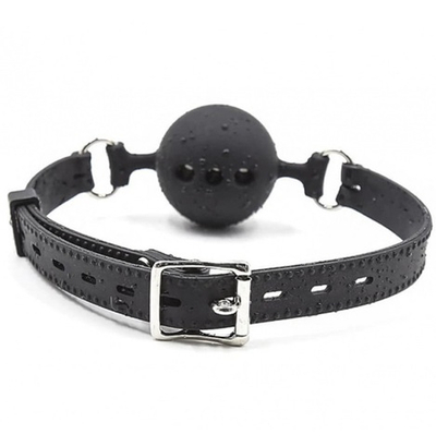 Кляп шарик дышащий силикон Black person черный 3,7 см