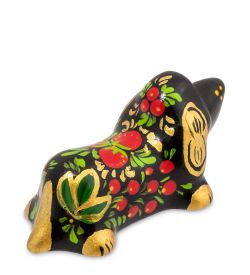 ГЛ- 971 Фигурка «Такса» нов. хохлома (Гжельский фарфор)