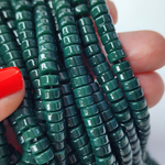 Бусины шайбы, рондель, зеленый, лэмпворк, стекло, р-р 6мм, цена за набор 10 шт