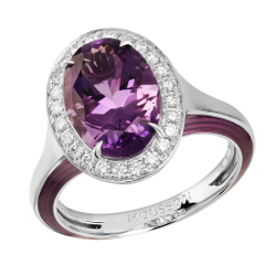 Кольцо с Аметистом и Бриллиантами, Эмаль, R0143-01/3